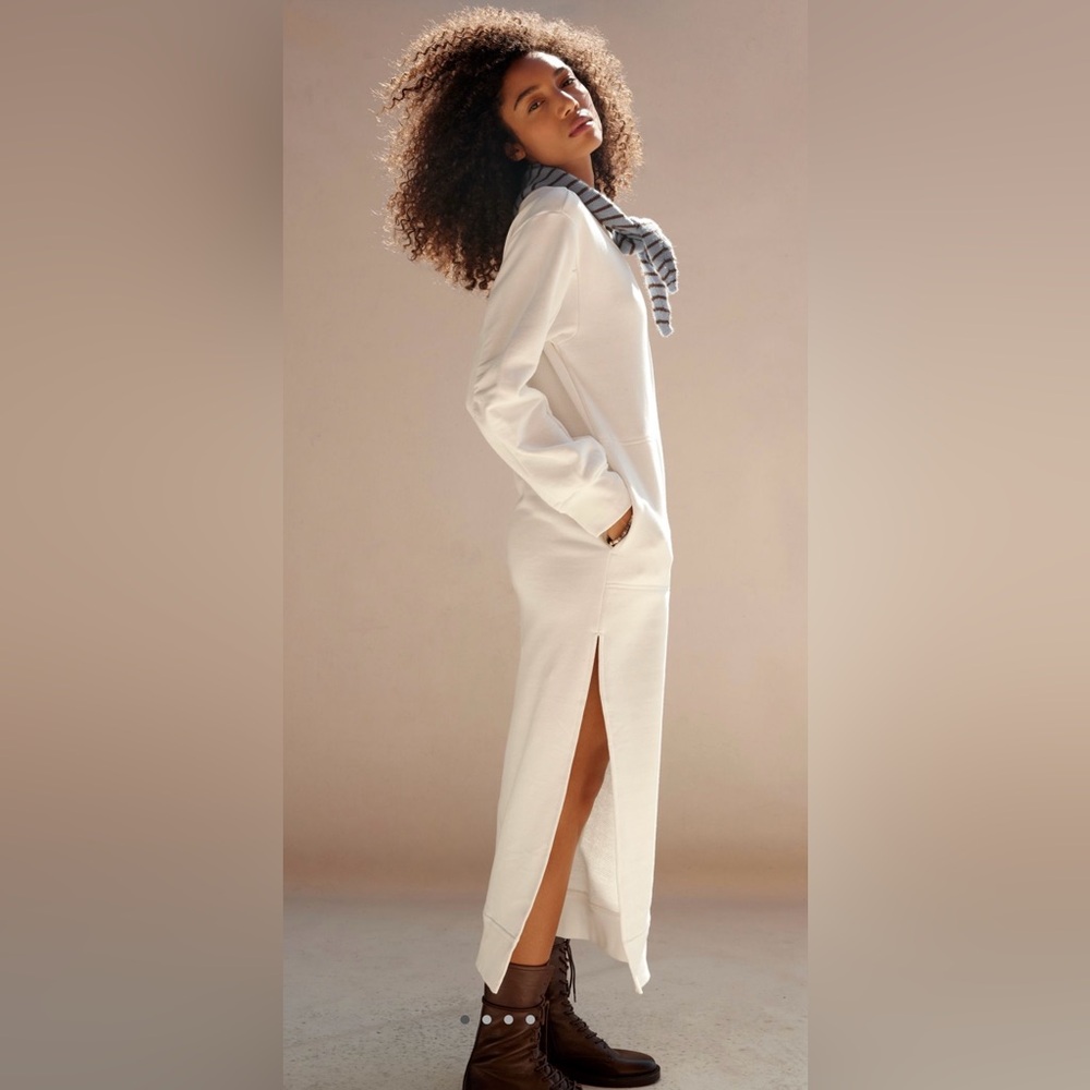 NWT Free People S Karina MIDI Sweatshirt Dress in Ivory White New $98 retail - Picture 3 of 7